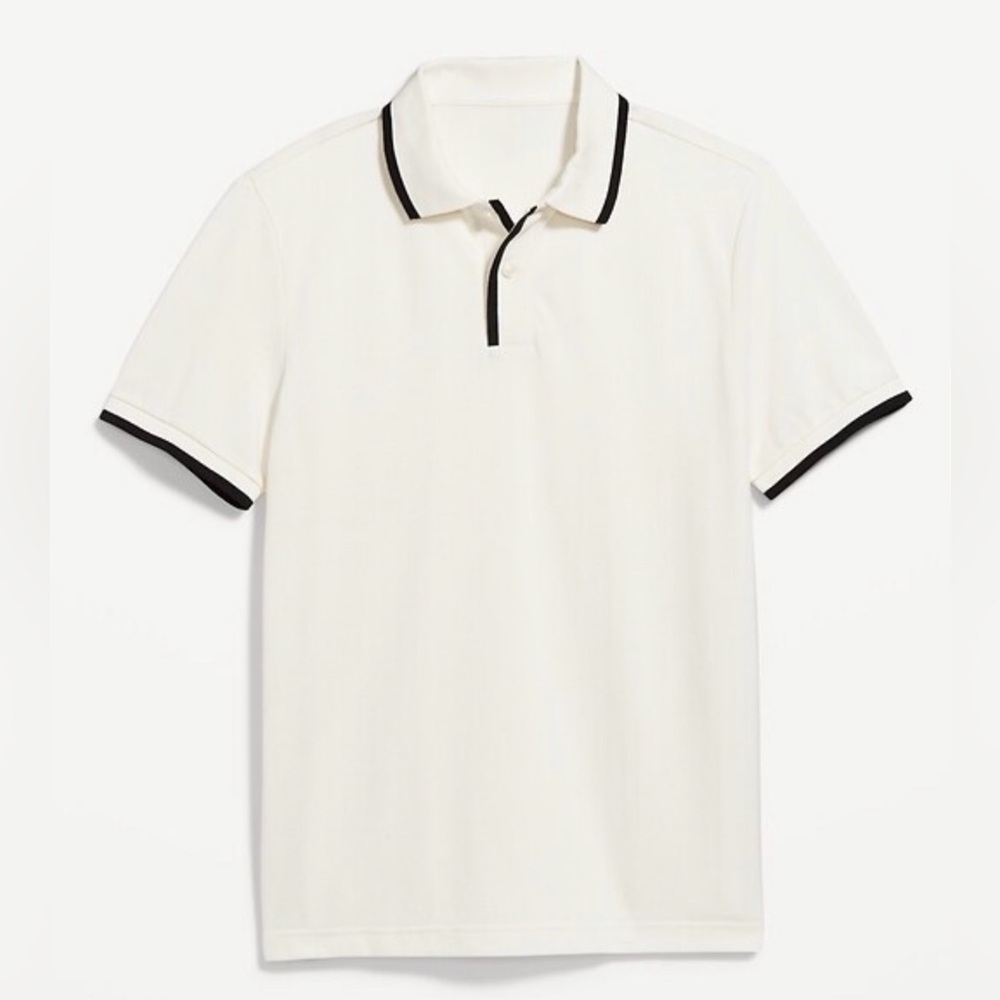 Old Navy Men's Cream Polo with Black Accents